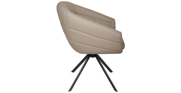 ARMLEHNSTUHL  in Eisen Echtleder pigmentiert  - Taupe/Schwarz, Design, Leder/Metall (62/82/64cm) - Belluti