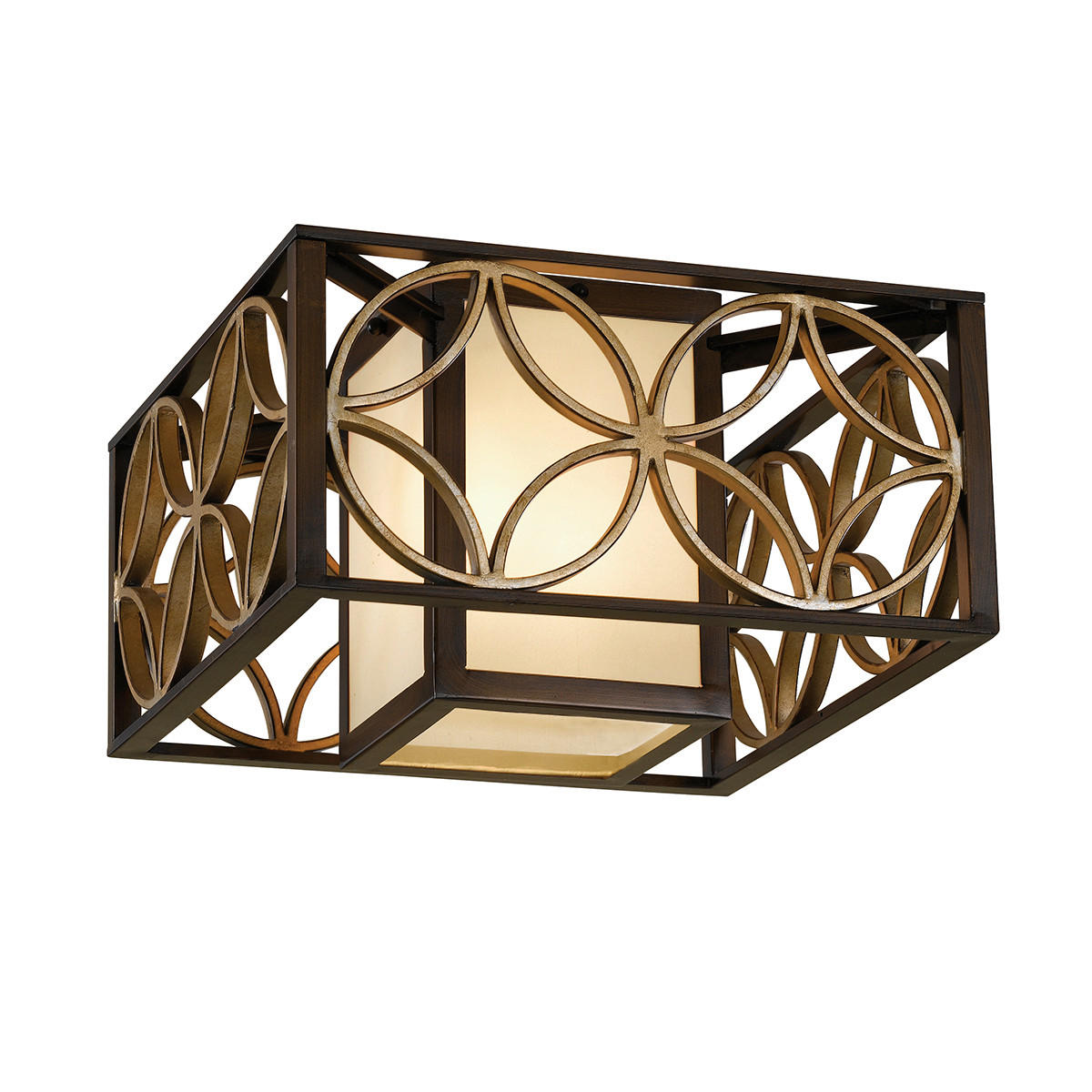DECKENLEUCHTE    36.8/36,8/23,8 cm  - Dunkelbraun/Goldfarben, Lifestyle, Glas/Metall (36.8/36,8/23,8cm) - Elstead Lighting
