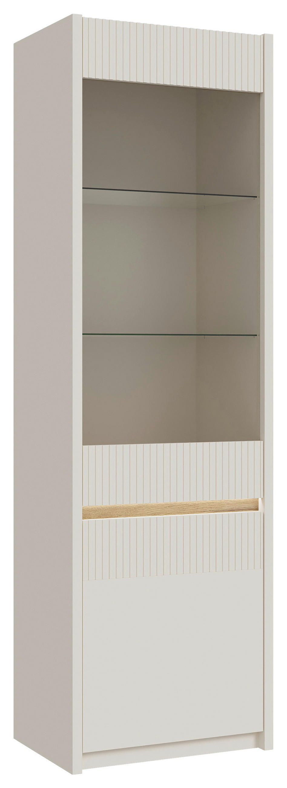 VITRINA, barve hrasta, peščene barve - barve hrasta/peščene barve, Design, steklo/leseni material (60,6/197,9/41,7cm) - Hom`in