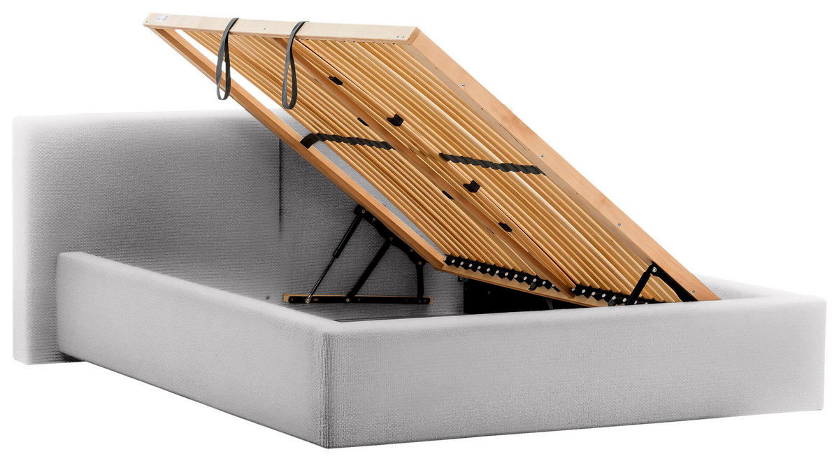 POLSTERBETT 140/200 cm  Hellgrau  - Hellgrau, Basics, Holz/Textil (140/200cm) - Boxxx