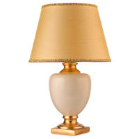 TISCHLEUCHTE 45/45/75 cm   - Hellbraun/Goldfarben, KONVENTIONELL, Keramik/Textil (45/45/75cm)