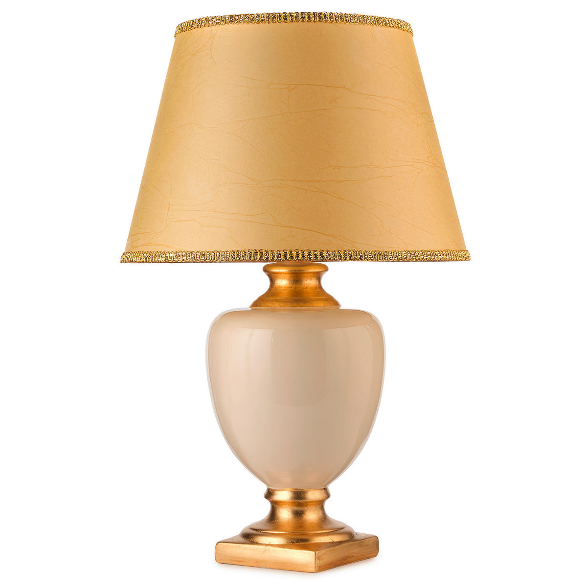 TISCHLEUCHTE 45/45/75 cm   - Hellbraun/Goldfarben, KONVENTIONELL, Keramik/Textil (45/45/75cm)