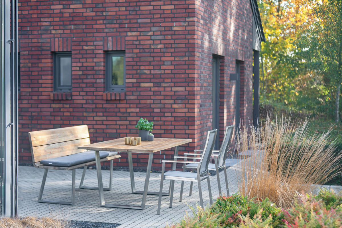 GARTENTISCH 180/95/76 cm  - Edelstahlfarben/Teakfarben, Design, Holz/Metall (180/95/76cm) - Niehoff Garden