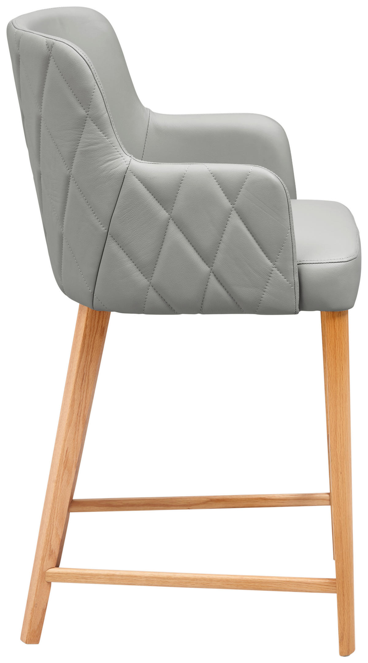 BARHOCKER Echtleder Eiche Hartholz  - KONVENTIONELL, Leder/Holz (57/97/60cm) - Livetastic
