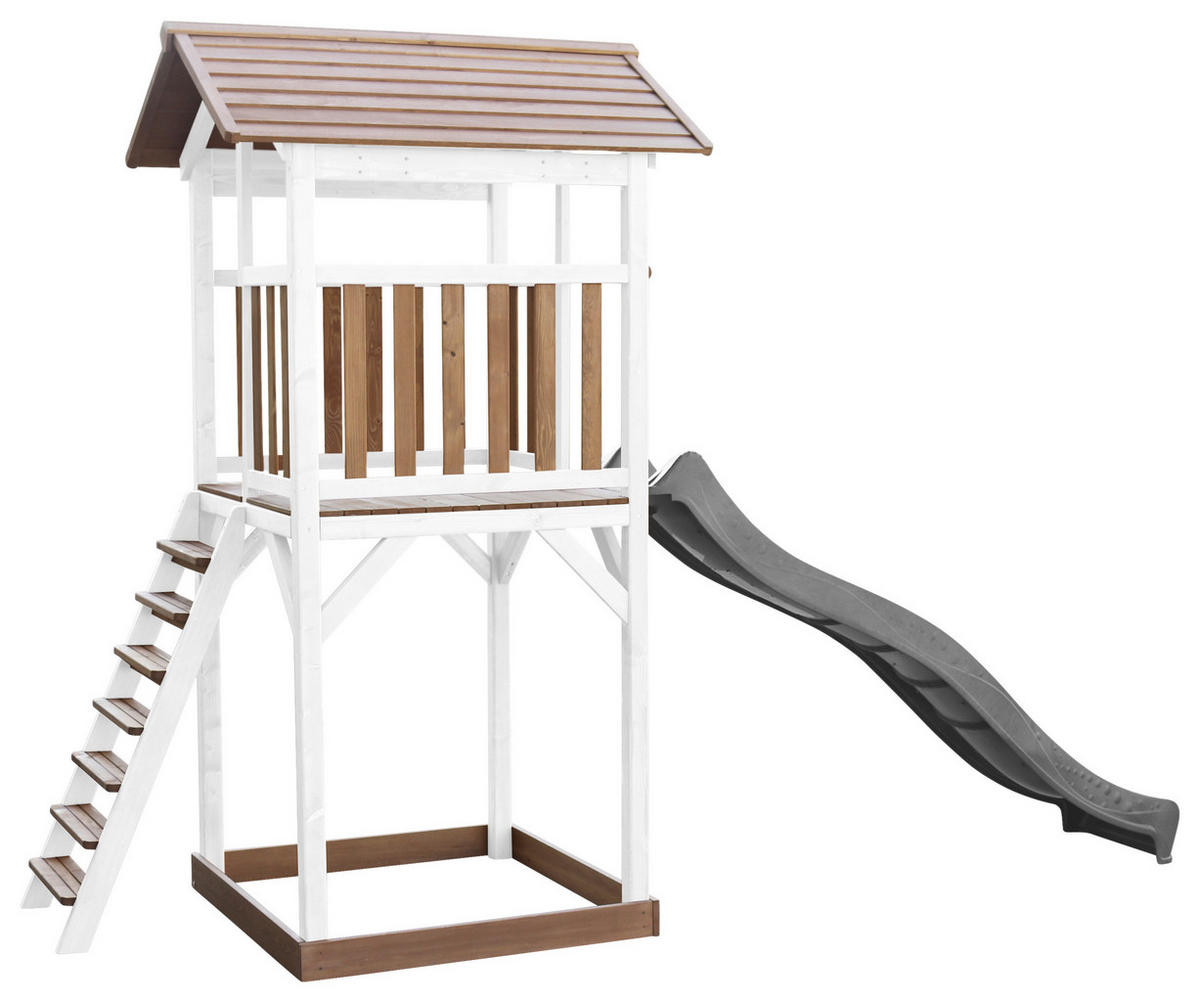 SPIELTURM 111,2/241,9/349 cm  - Weiss/Braun, Konventionell, Holz/Kunststoff (111,2/241,9/349cm)