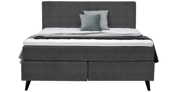 BOXSPRINGBETT 180/200 cm  in Anthrazit  - Anthrazit/Schwarz, KONVENTIONELL, Holz/Textil (180/200cm) - Voleo