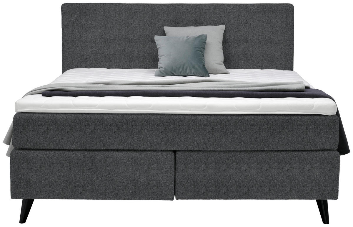 BOXSPRINGBETT 180/200 cm  in Anthrazit  - Anthrazit/Schwarz, Konventionell, Holz/Textil (180/200cm) - Voleo