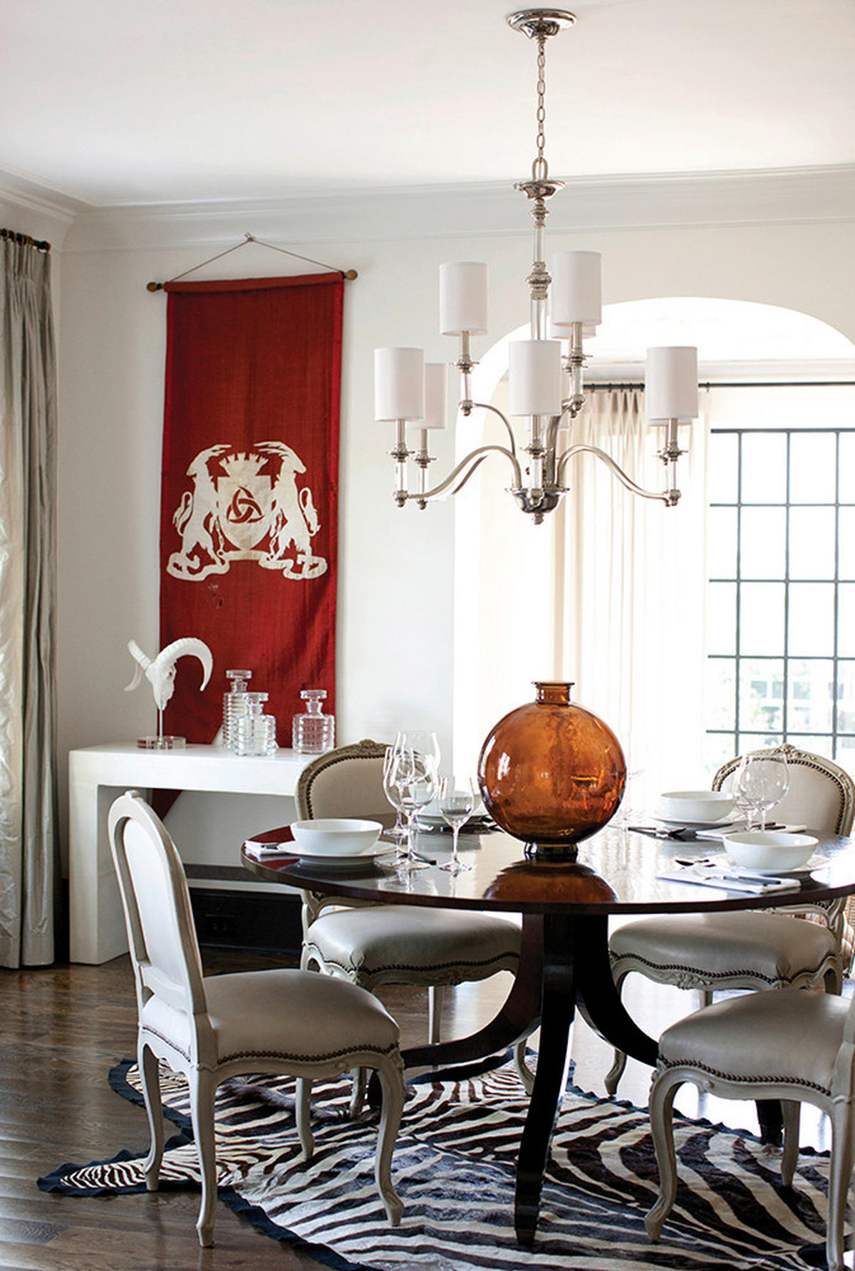 KRONLEUCHTER 81.3/99 cm    - Nickelfarben, Lifestyle, Glas/Textil (81.3/99cm) - Elstead Lighting