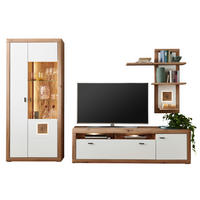 WOHNWAND  in Weiss, Eiche Artisan 295,4/206,3/50,1 cm  - Weiss/Anthrazit, Konventionell, Glas/Holzwerkstoff (295,4/206,3/50,1cm) - Stylife