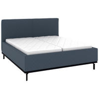 POLSTERBETT 180/200 cm,  in Dunkelblau, Matratze, Lattenrost, Bettkasten, H2 + H3 = mittel + fest  - Graphitfarben/Weiß, Design, Holz/Textil (180/200cm) - Musterring