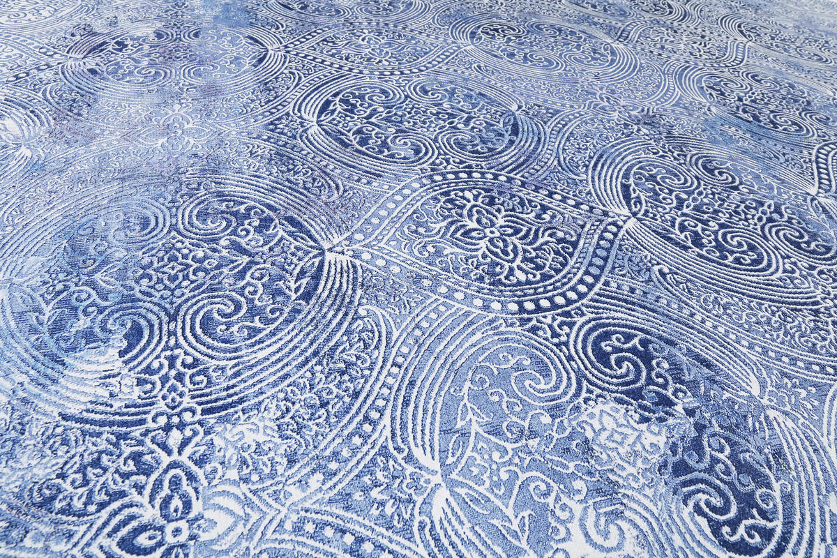 WEBTEPPICH 130/190 cm Grace Blau, Silberfarben  - Blau/Silberfarben, Design, Textil (130/190cm) - WECON HOME