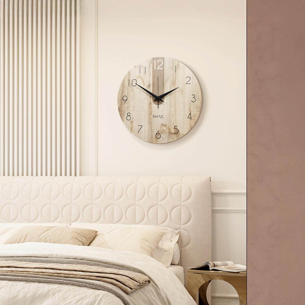 WANDUHR - Schwarz, Eichefarben  - Eichefarben/Schwarz, Basics, Holz/Kunststoff (57cm)