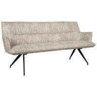SITZBANK 203,5/87/64 cm  in Schwarz, Taupe  - Taupe/Schwarz, Design, Textil/Metall (203,5/87/64cm) - Novel