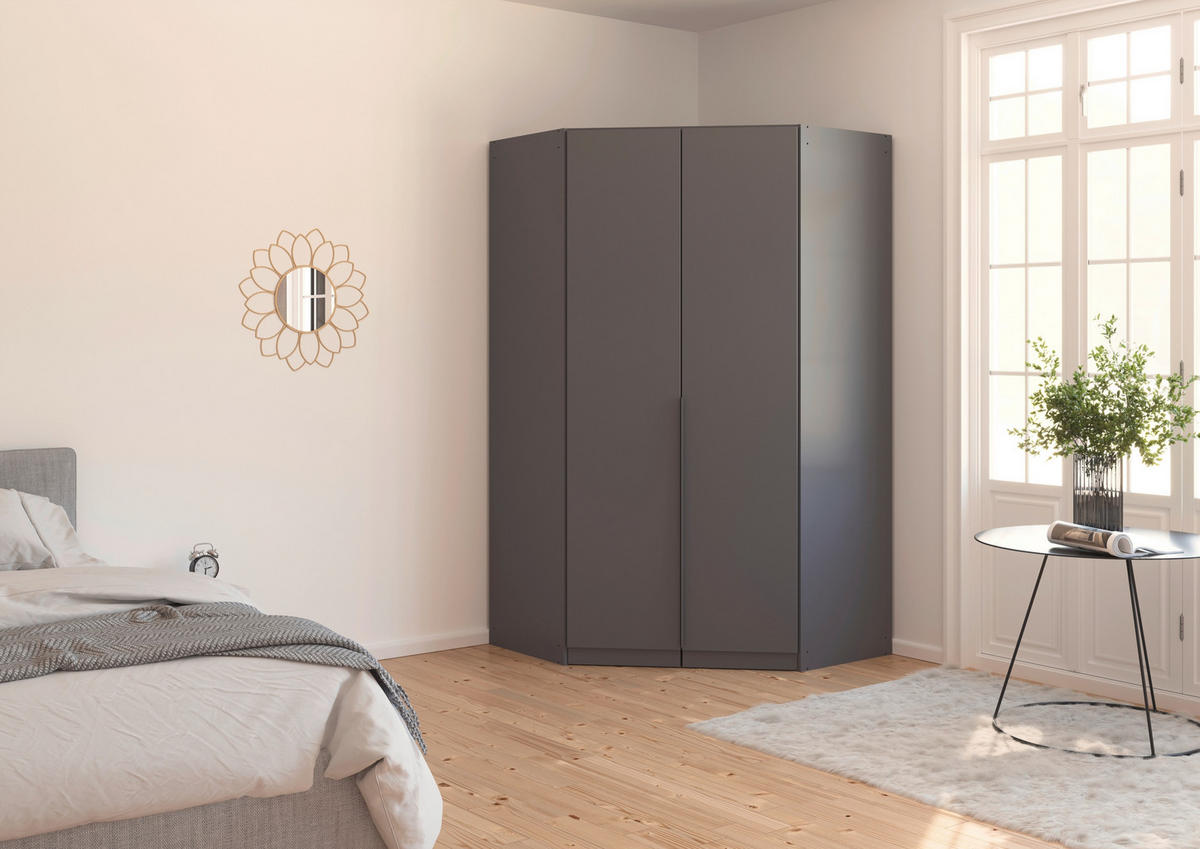 ECKKLEIDERSCHRANK 117/229/117 cm Grau  - Grau, MODERN, Holzwerkstoff (117/229/117cm) - Rauch Möbel