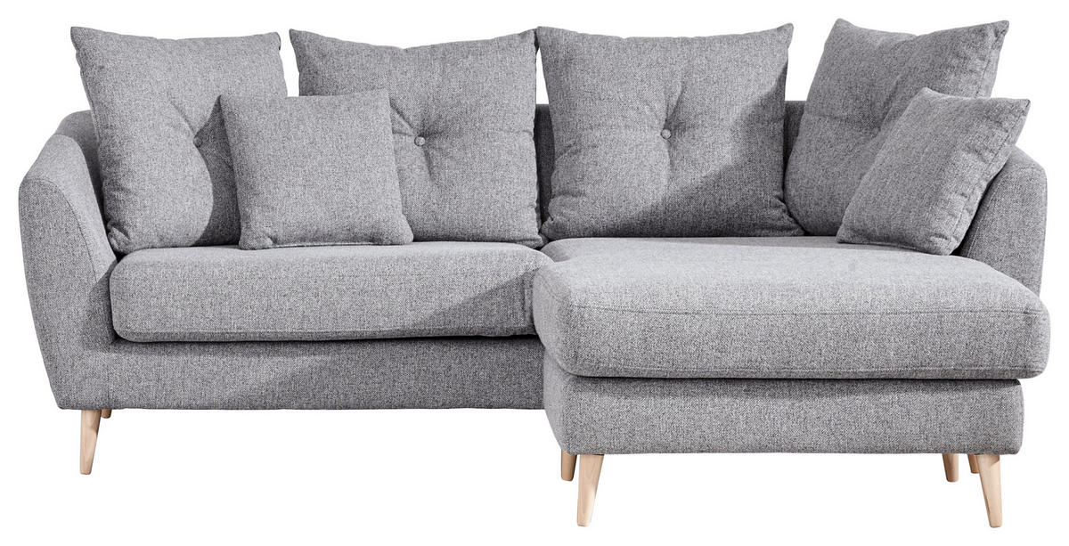 ECKSOFA in Flachgewebe Hellgrau  - Buchefarben/Hellgrau, Konventionell, Holz/Textil (210/156cm) - MID.YOU