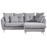 ECKSOFA in Flachgewebe Hellgrau  - Buchefarben/Hellgrau, KONVENTIONELL, Holz/Textil (210/156cm) - Carryhome