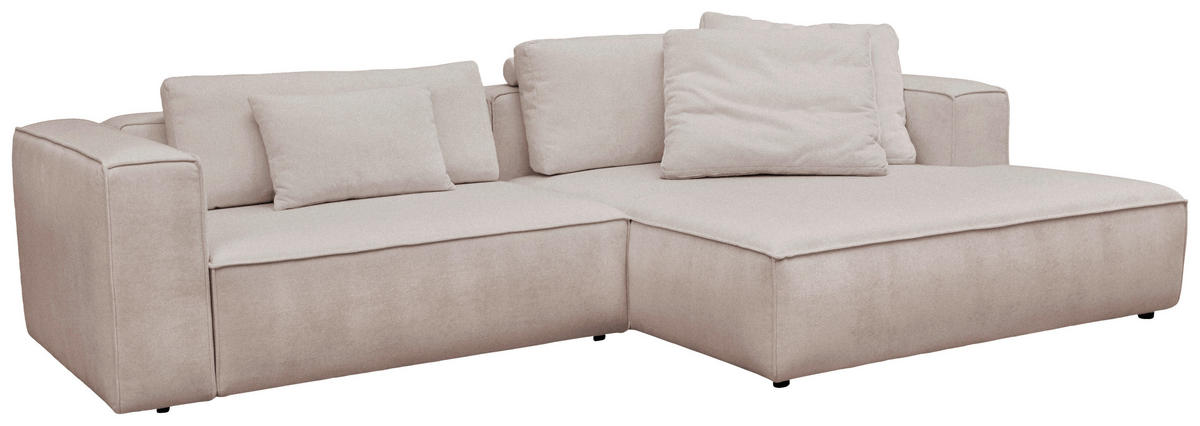 ECKSOFA Beige Chenille Rücken echt  - Beige/Schwarz, MODERN, Kunststoff/Textil (296/185cm) - Hom`in