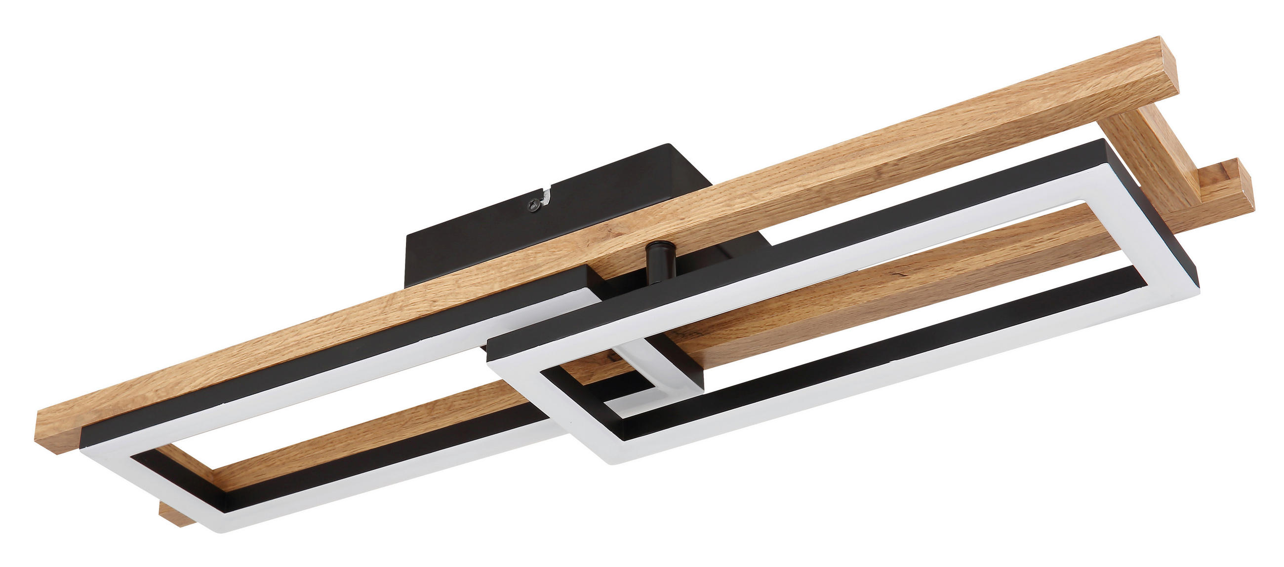 LED-DECKENLEUCHTE 69/36,5/10,5 cm   - Dunkelbraun/Opal, Natur, Holzwerkstoff/Kunststoff (69/36,5/10,5cm) - Globo