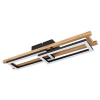 LED-DECKENLEUCHTE 69/36,5/10,5 cm   - Dunkelbraun/Opal, Natur, Holzwerkstoff/Kunststoff (69/36,5/10,5cm) - Globo