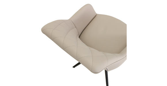 ARMLEHNSTUHL  Typenauswahl, Sitzfläche 360° drehbar, automatische Rückholfunktion  Echtleder  - Beige/Schwarz, Design, Leder/Metall (60/83/65cm) - Landscape