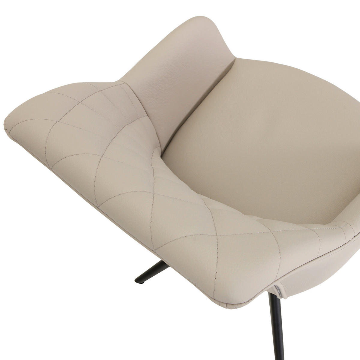 ARMLEHNSTUHL  Typenauswahl, Sitzfläche 360° drehbar, automatische Rückholfunktion  Echtleder  - Beige/Schwarz, Design, Leder/Metall (60/83/65cm) - Landscape