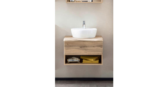 WASCHTISCHKOMBI 61 cm  - Eiche Wotan/Weiß, Natur, Keramik/Holzwerkstoff (61cm) - Xora
