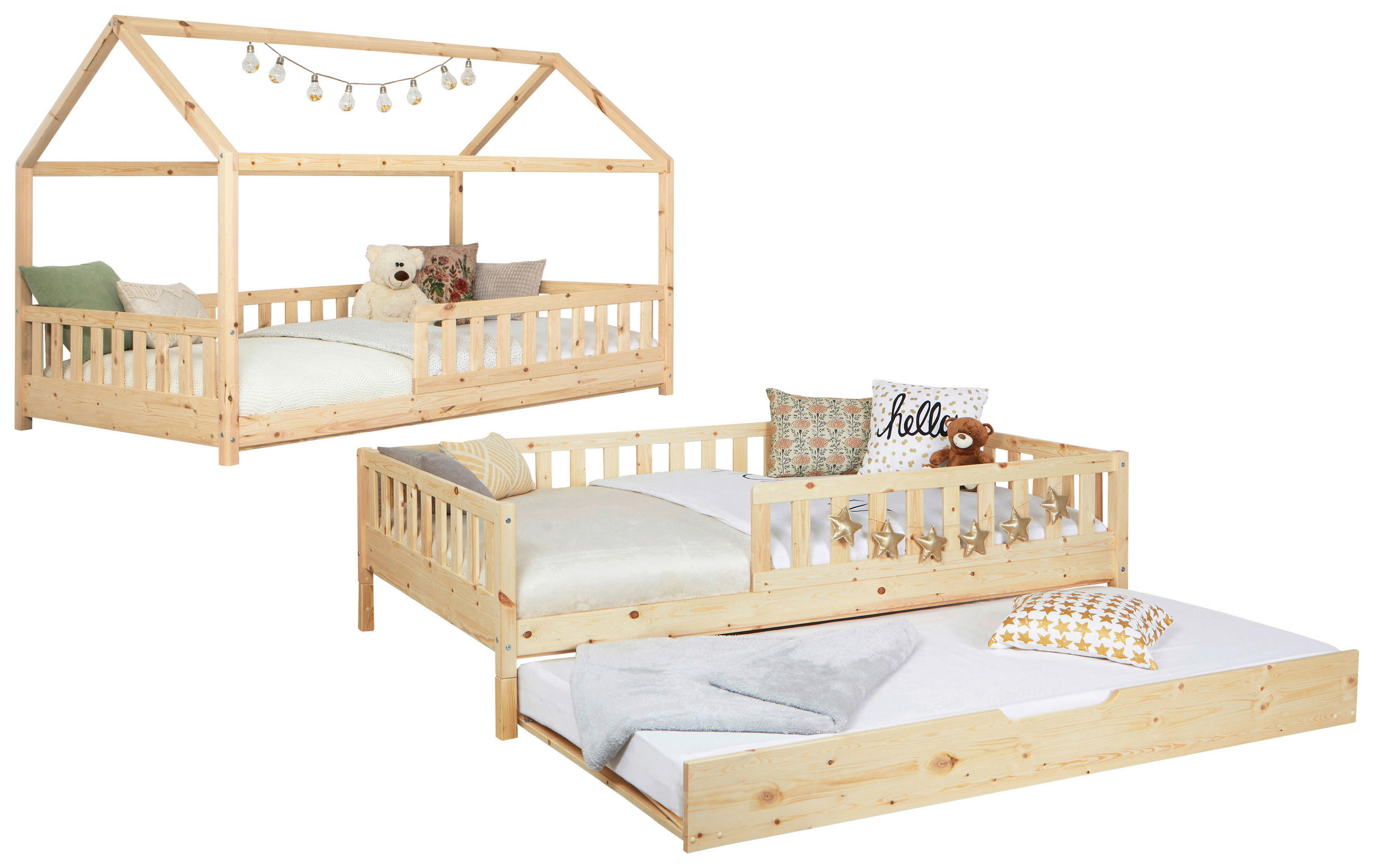 RAZTEGLJIVA POSTELJA 120 cm   x 200 cm  , naravne barve  - naravne barve, Moderno, tekstil/les (120/200cm) - MID.YOU