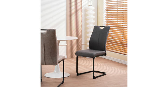 STUHL-SET 4 Stück  in Mikrofaser  - Schwarz/Grau, Design, Textil/Metall (43/97/57cm) - Xora