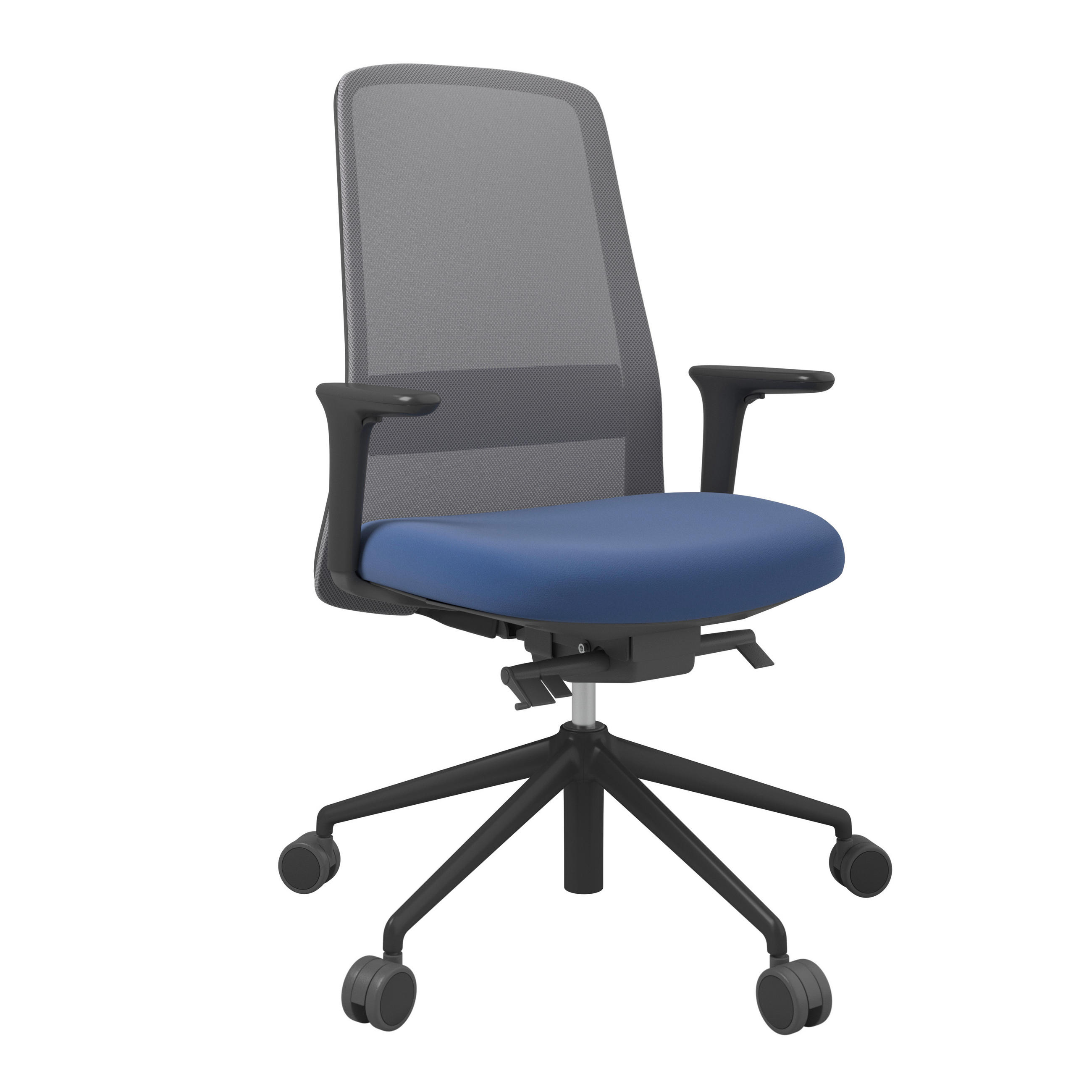 DREHSTUHL Blau, Grau, Schwarz  - Blau/Schwarz, MODERN, Kunststoff/Textil (70/103-115/70cm)
