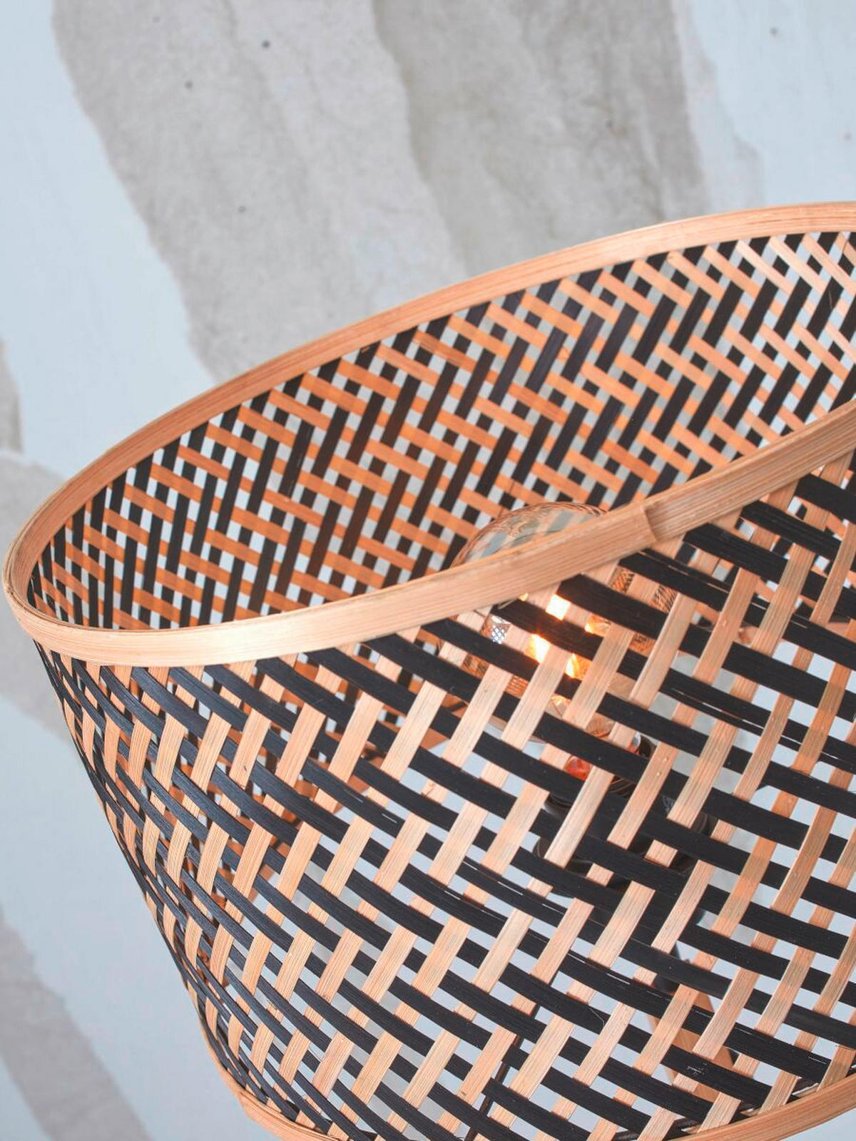 TISCHLEUCHTE GOOD&MOJO  20/40/20 cm   - Schwarz/Naturfarben, Trend (20/40/20cm) - Good & Mojo