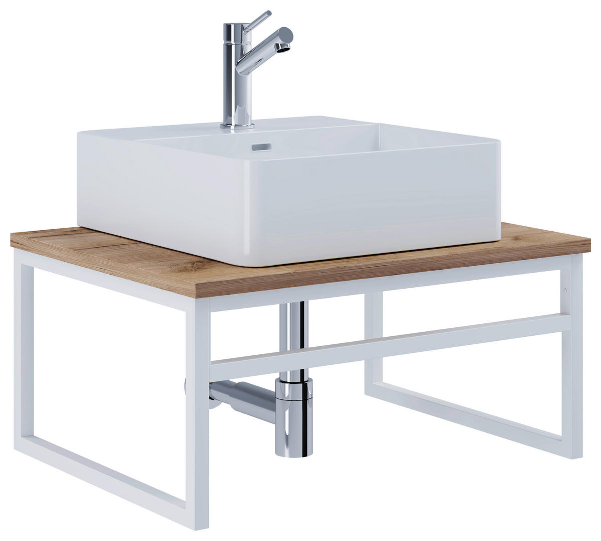 WASCHTISCHKOMBI 60 cm  - Honigeiche/Weiß, MODERN, Keramik/Holzwerkstoff (60cm) - MID.YOU