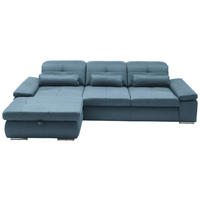 ECKSOFA  in Flachgewebe Hellblau  195/309 cm  - Chromfarben/Hellblau, Design, Textil (195/309cm) - Beldomo Style