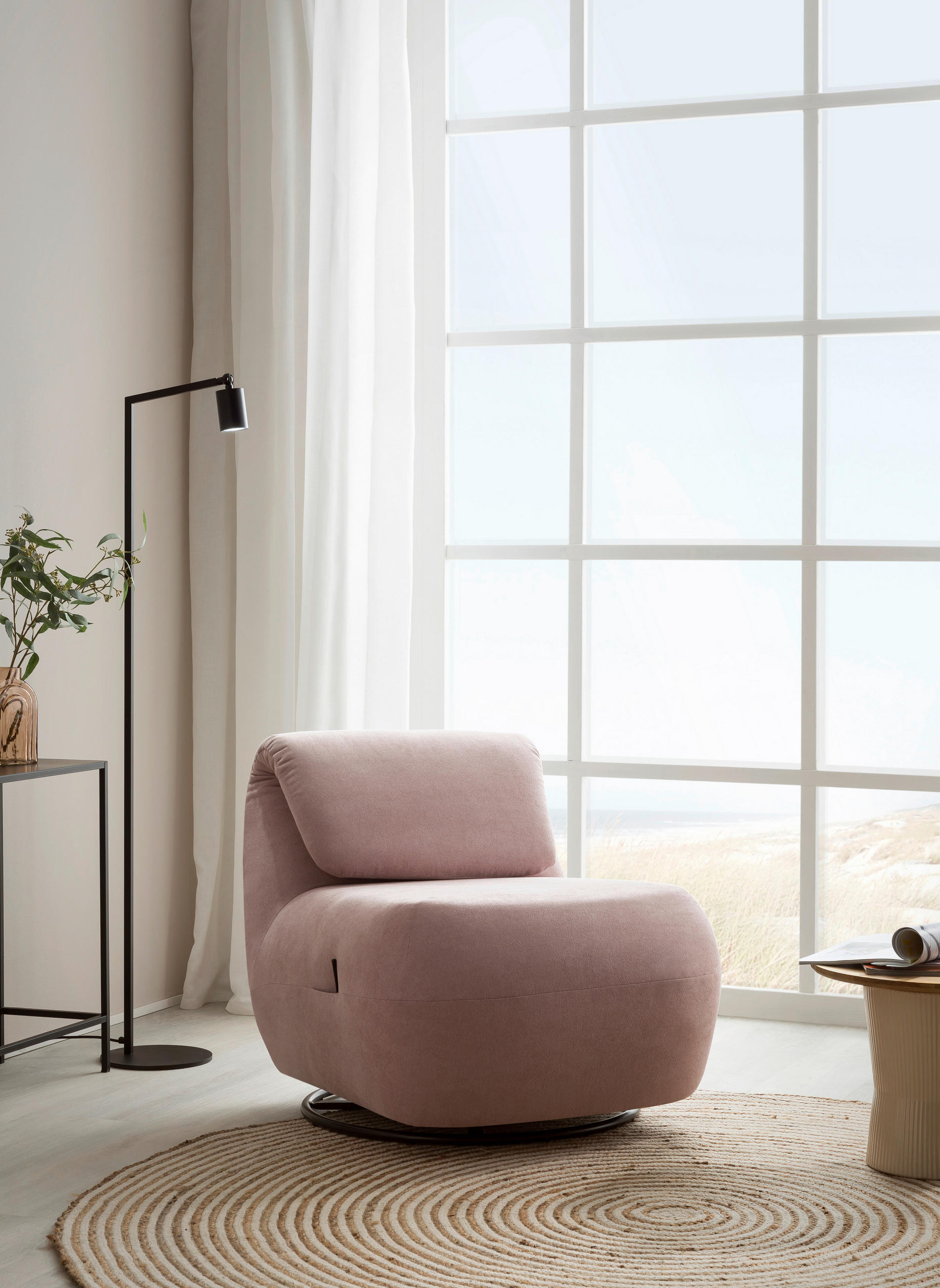 SESSEL Mikrofaser Rosa    - Schwarz/Rosa, Design, Textil/Metall (68/67/88cm) - MID.YOU