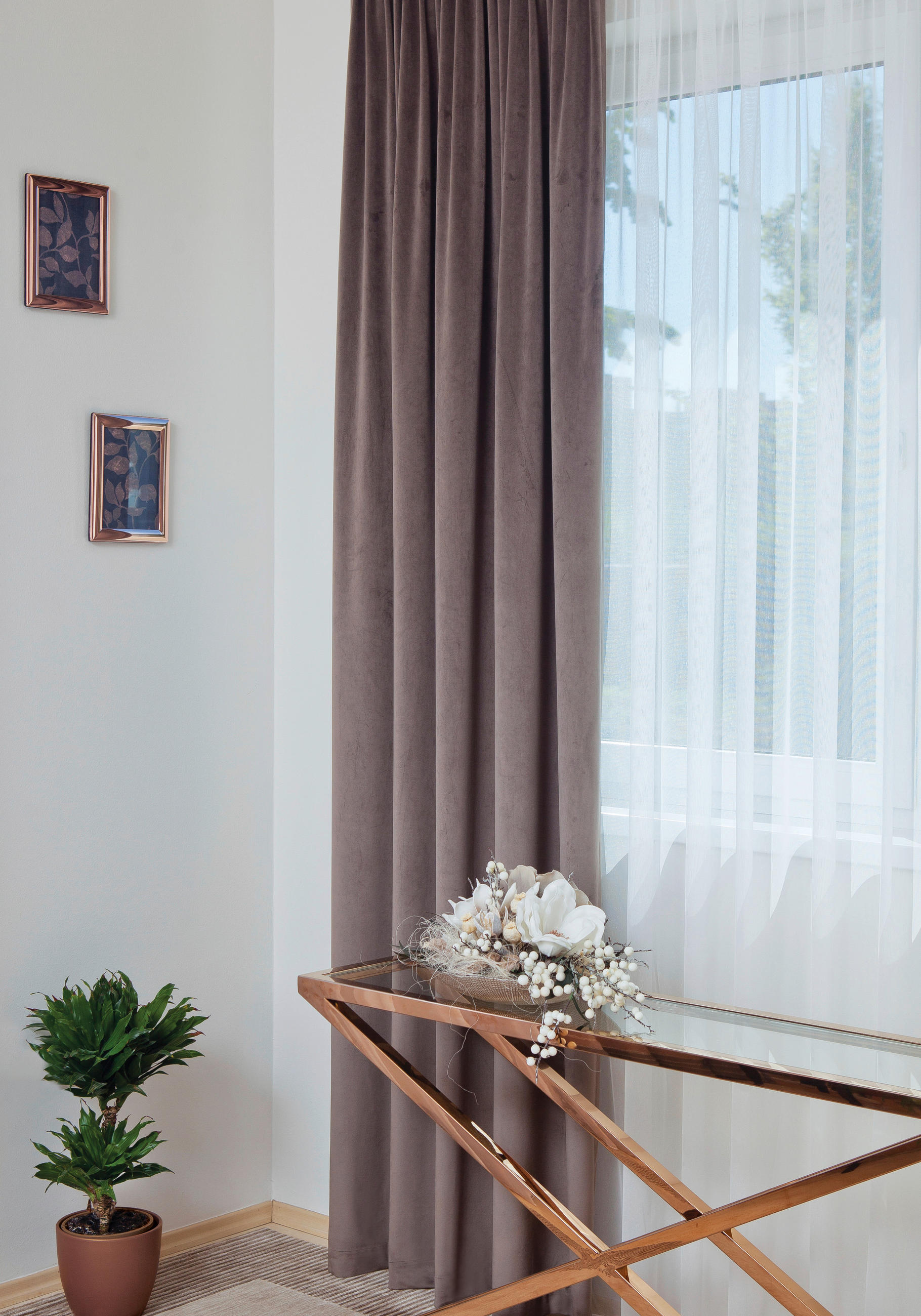 KÉSZFÜGGÖNY sötétítő  - taupe, Basics, textil (140/250cm)