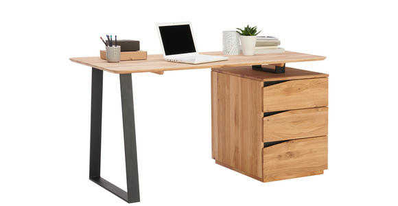 SCHREIBTISCH 140/65/75 cm  in Wildeiche  - Wildeiche/Schwarz, Natur, Holz/Metall (140/65/75cm) - Linea Natura