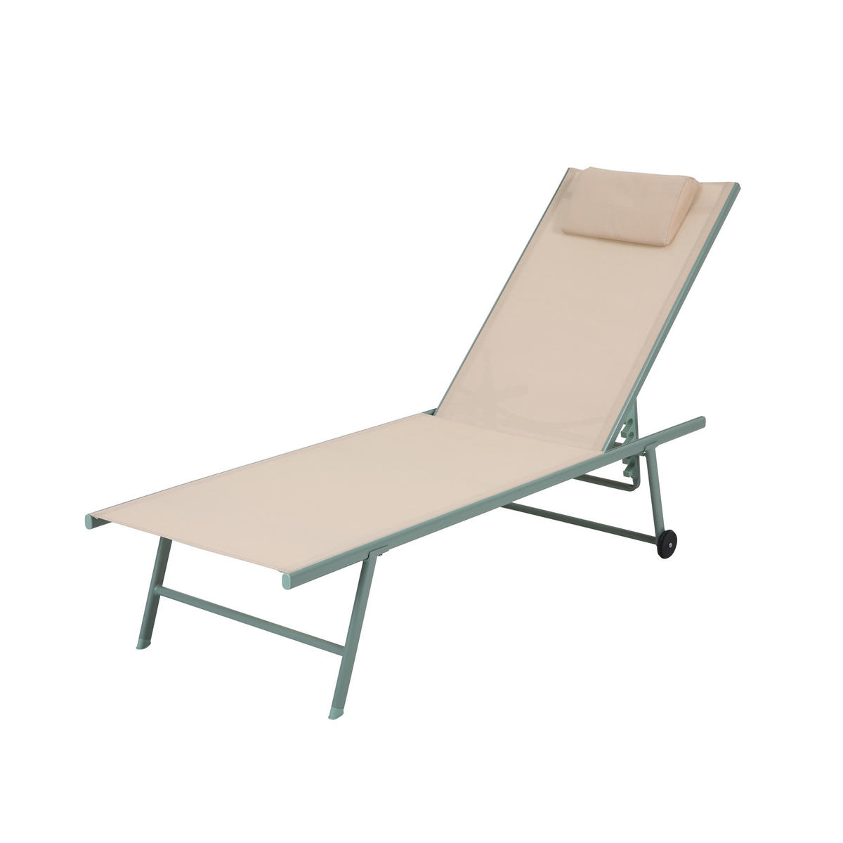 DREIBEINLIEGE 55/97/185 cm  - Beige/Grün, Basics, Textil/Metall (55/97/185cm)