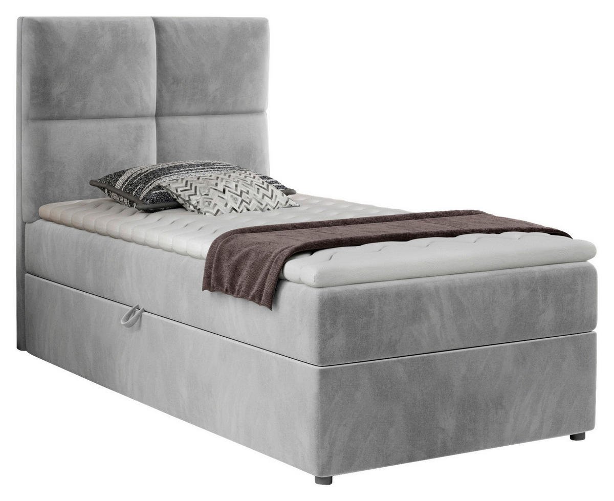 BOXBETT 90/200 cm  in Hellgrau  - Silberfarben/Hellgrau, Modern, Holz/Kunststoff (90/200cm) - MID.YOU