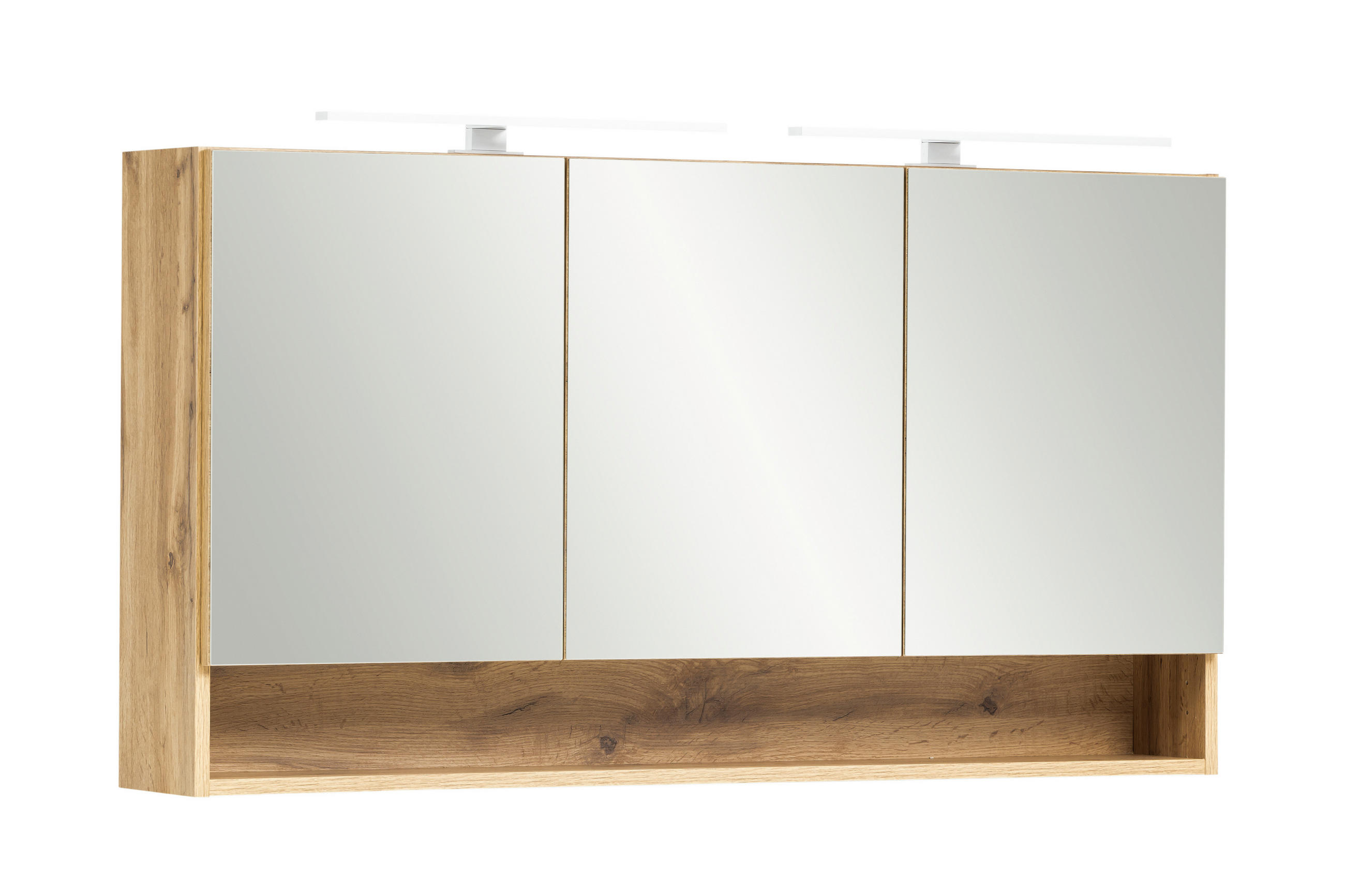SPIEGELSCHRANK 120/64/20 cm  - Chromfarben/Eiche Wotan, Natur, Glas/Holzwerkstoff (120/64/20cm) - Xora