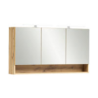 SPIEGELSCHRANK 120/64/20 cm  - Chromfarben/Eiche Wotan, Natur, Glas/Holzwerkstoff (120/64/20cm) - Xora