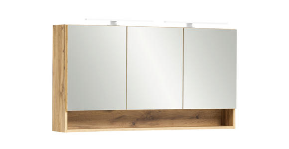 SPIEGELSCHRANK 120/64/20 cm  - Chromfarben/Eiche Wotan, Natur, Glas/Holzwerkstoff (120/64/20cm) - Xora