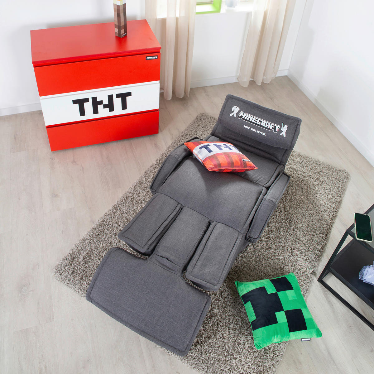 LOUNGESESSEL - Grau, MODERN, Textil/Metall (62/80/60cm) - Minecraft