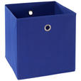 FALTBOX 3er Set Metall, Textil, Karton Blau, Silberfarben  - Blau/Silberfarben, Design, Karton/Textil (32/32/32cm) - Carryhome