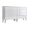 SIDEBOARD Mailand Set 3 + HF  in 158/86/33 cm  - Weiß Hochglanz/Eiche Artisan, MODERN, Holz/Holzwerkstoff (158/86/33cm) - MID.YOU