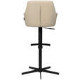 BARHOCKER Echtleder Beige Eisen Sitzfläche 360° drehbar, inklusive Armlehnen  - Beige/Schwarz, Design, Leder/Metall (54/99-117/52,5cm) - Novel