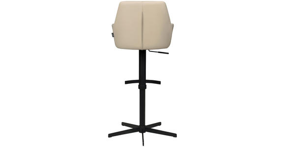 BARHOCKER Echtleder Beige Eisen Sitzfläche 360° drehbar, inklusive Armlehnen  - Beige/Schwarz, Design, Leder/Metall (54/99-117/52,5cm) - Novel