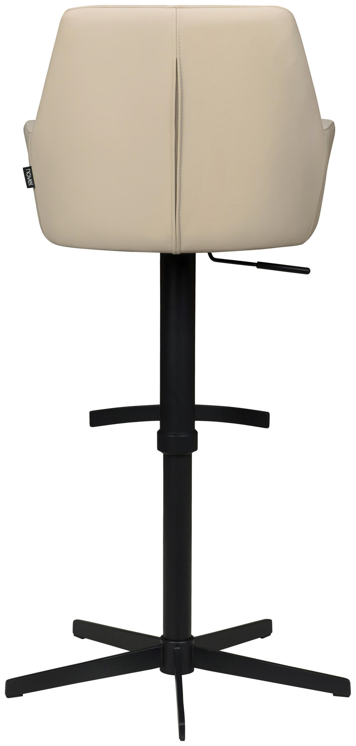 BARHOCKER Echtleder Beige Eisen Sitzfläche 360° drehbar, inklusive Armlehnen  - Beige/Schwarz, Design, Leder/Metall (54/99-117/52,5cm) - Novel
