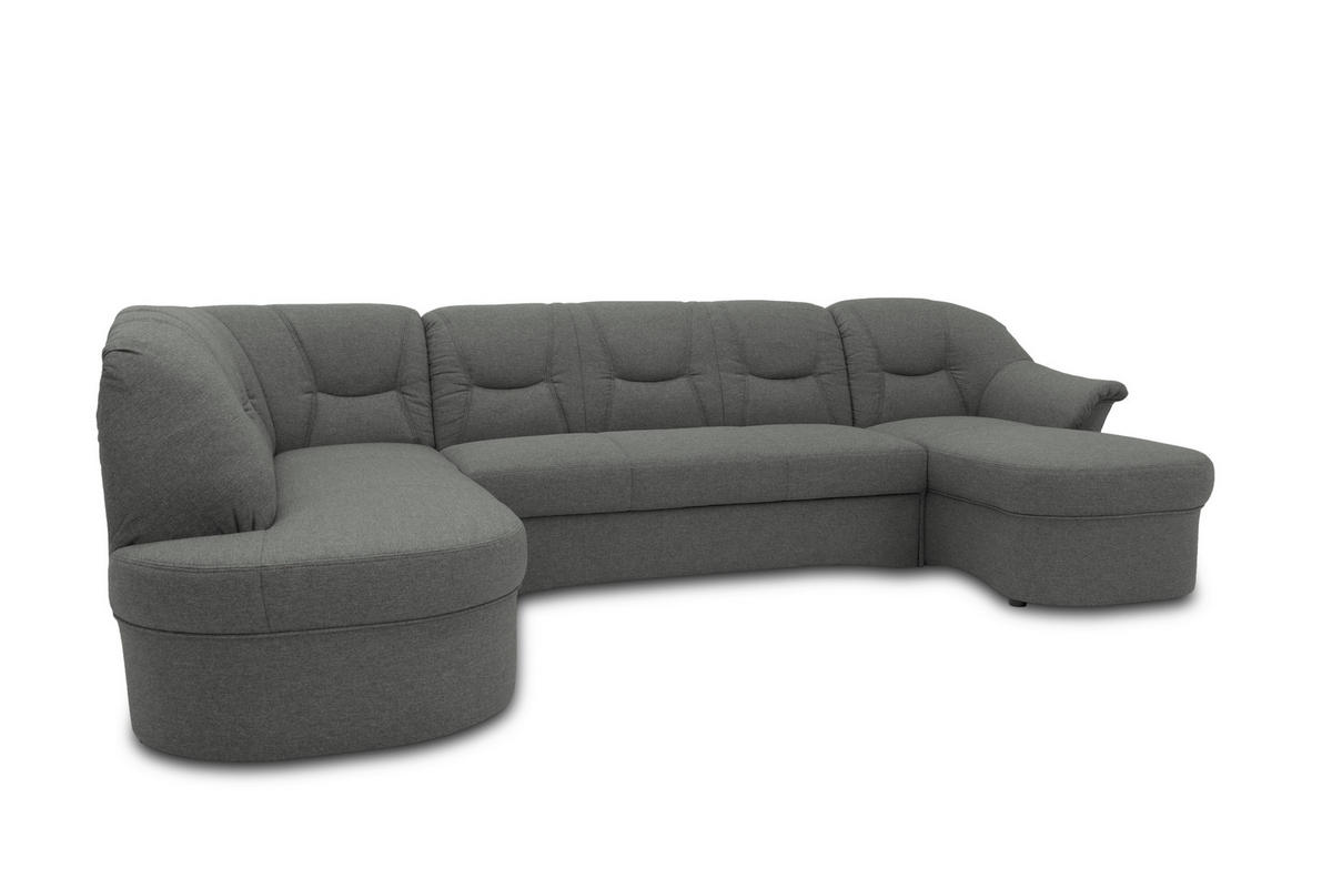WOHNLANDSCHAFT Grau Mikrofaser  - Schwarz/Grau, KONVENTIONELL, Kunststoff/Textil (180/295/146cm) - MID.YOU