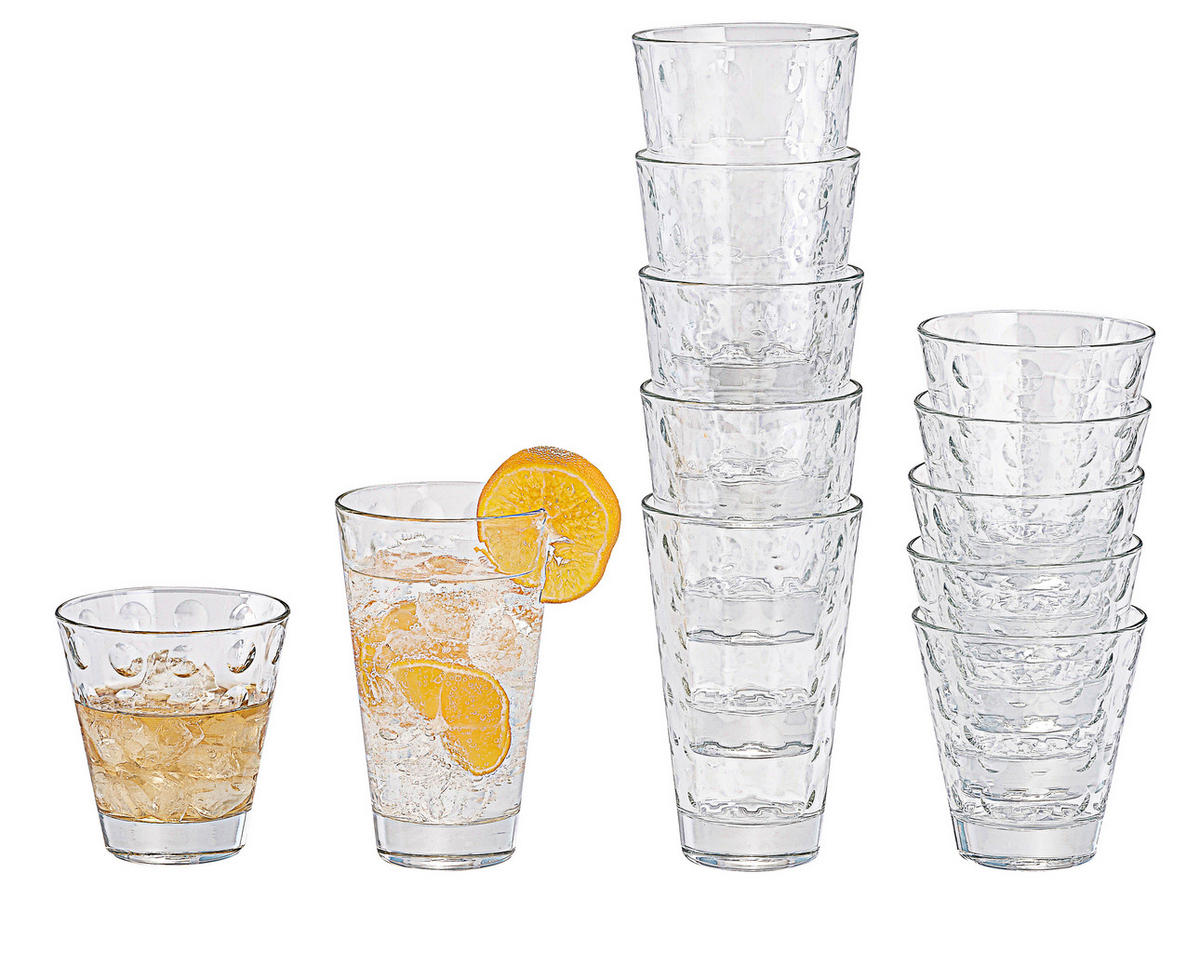 GLÄSERSET Optic 12-teilig  - Transparent, Design, Glas - Leonardo
