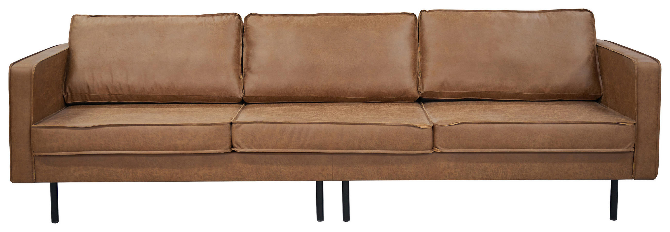 3-SITZER-SOFA Lederlook Braun  - Schwarz/Braun, Design, Leder (275/84/90cm) - MID.YOU