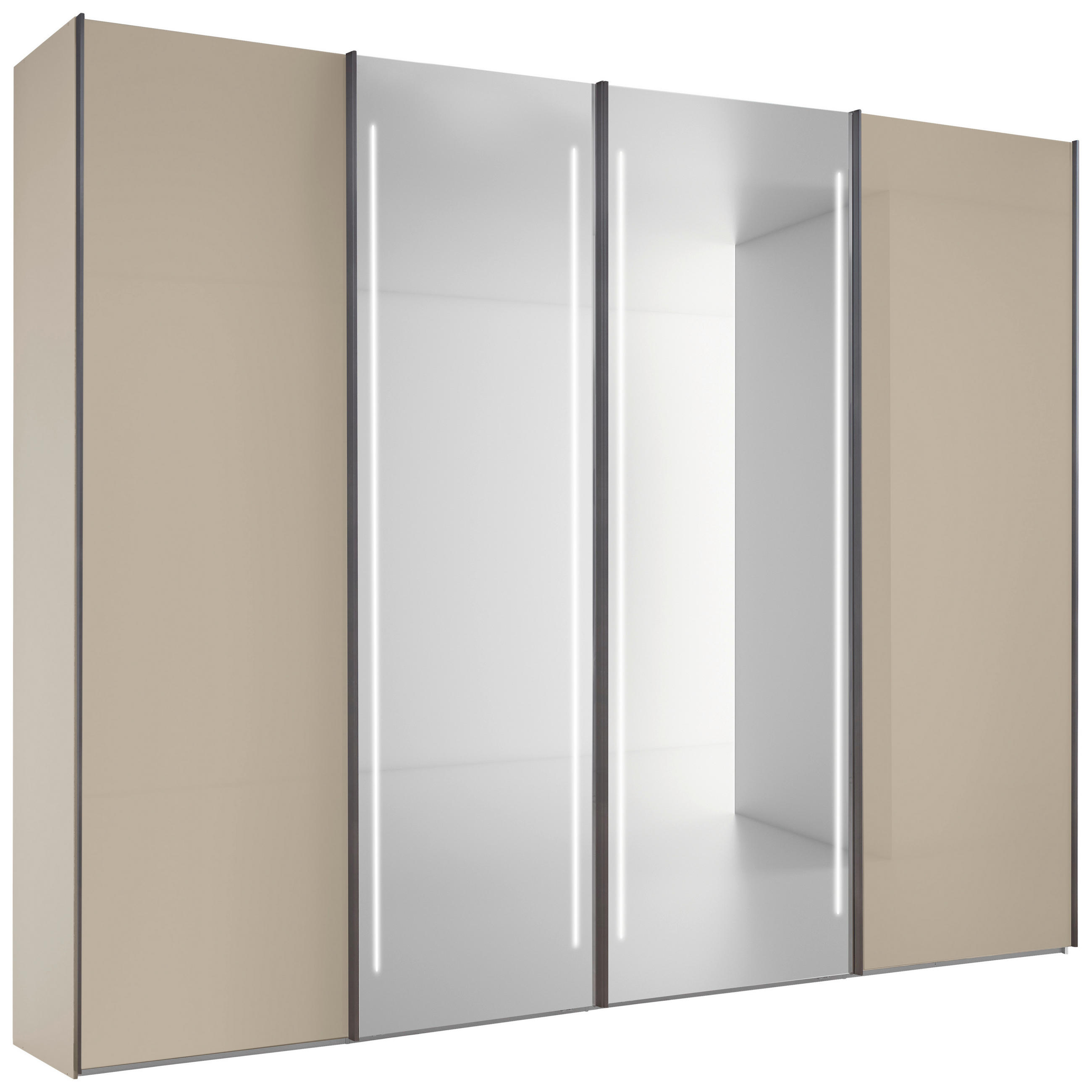 SCHWEBETÜRENSCHRANK 300/236/68 cm,  in Grau, 4 Tür(en)  - Chromfarben/Grau, Design, Glas/Holzwerkstoff (300/236/68cm) - Dieter Knoll